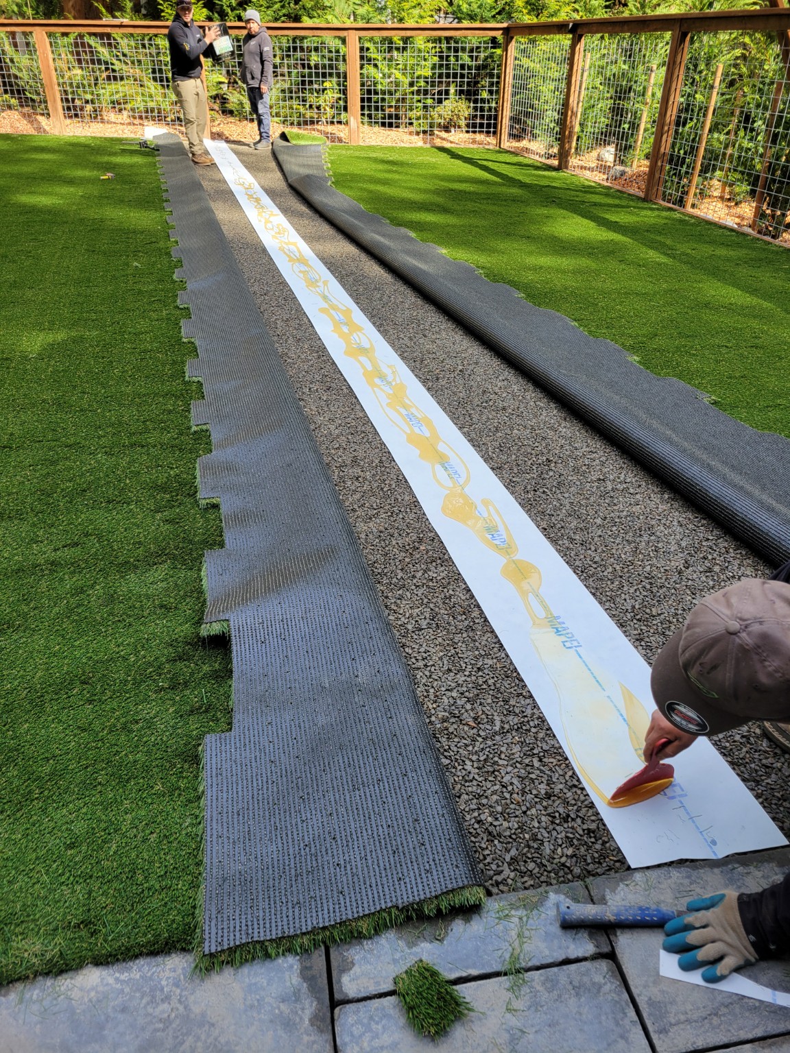 Synthetic turf installation in progress